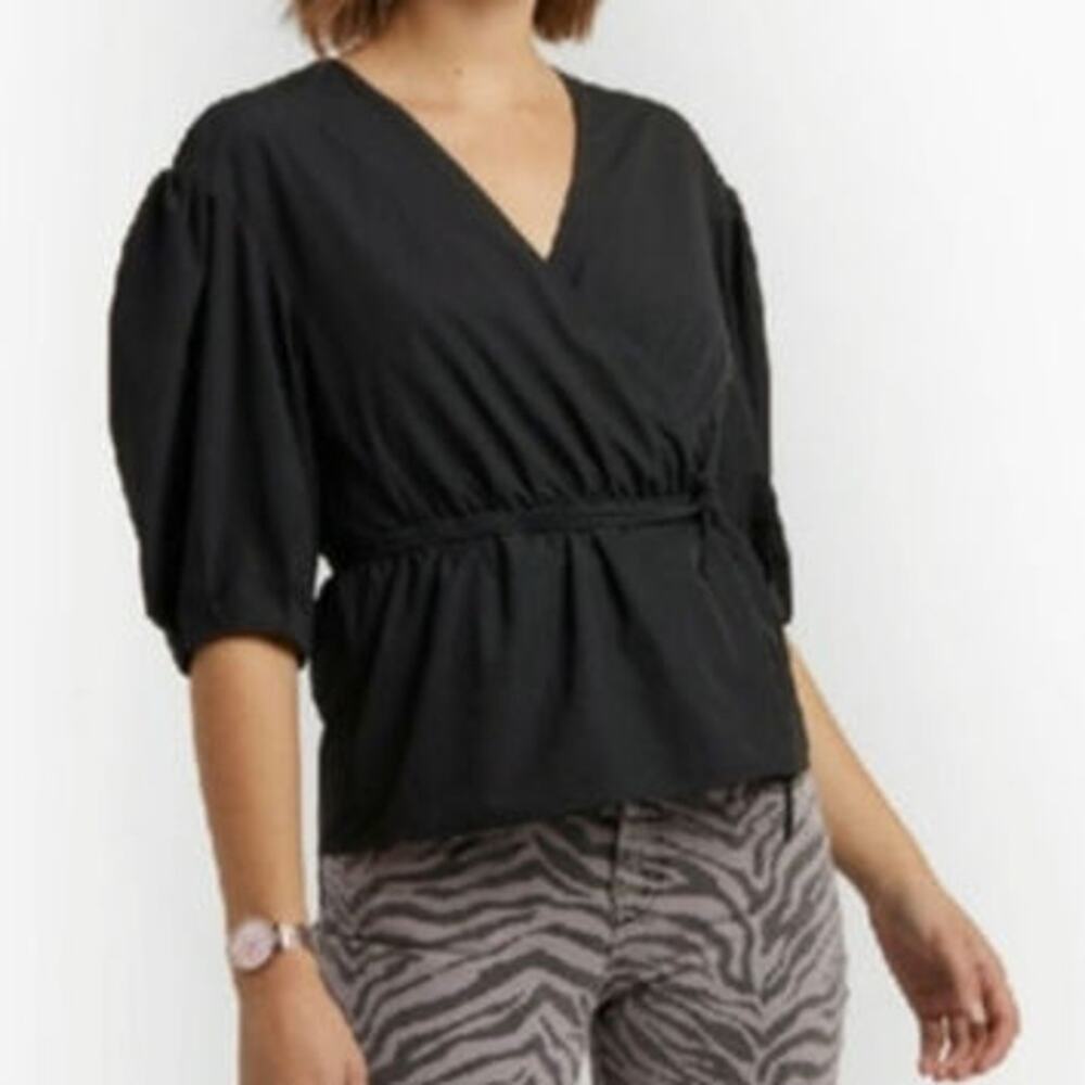 NWT Rebecca Minkoff Black Mary Wrap Top